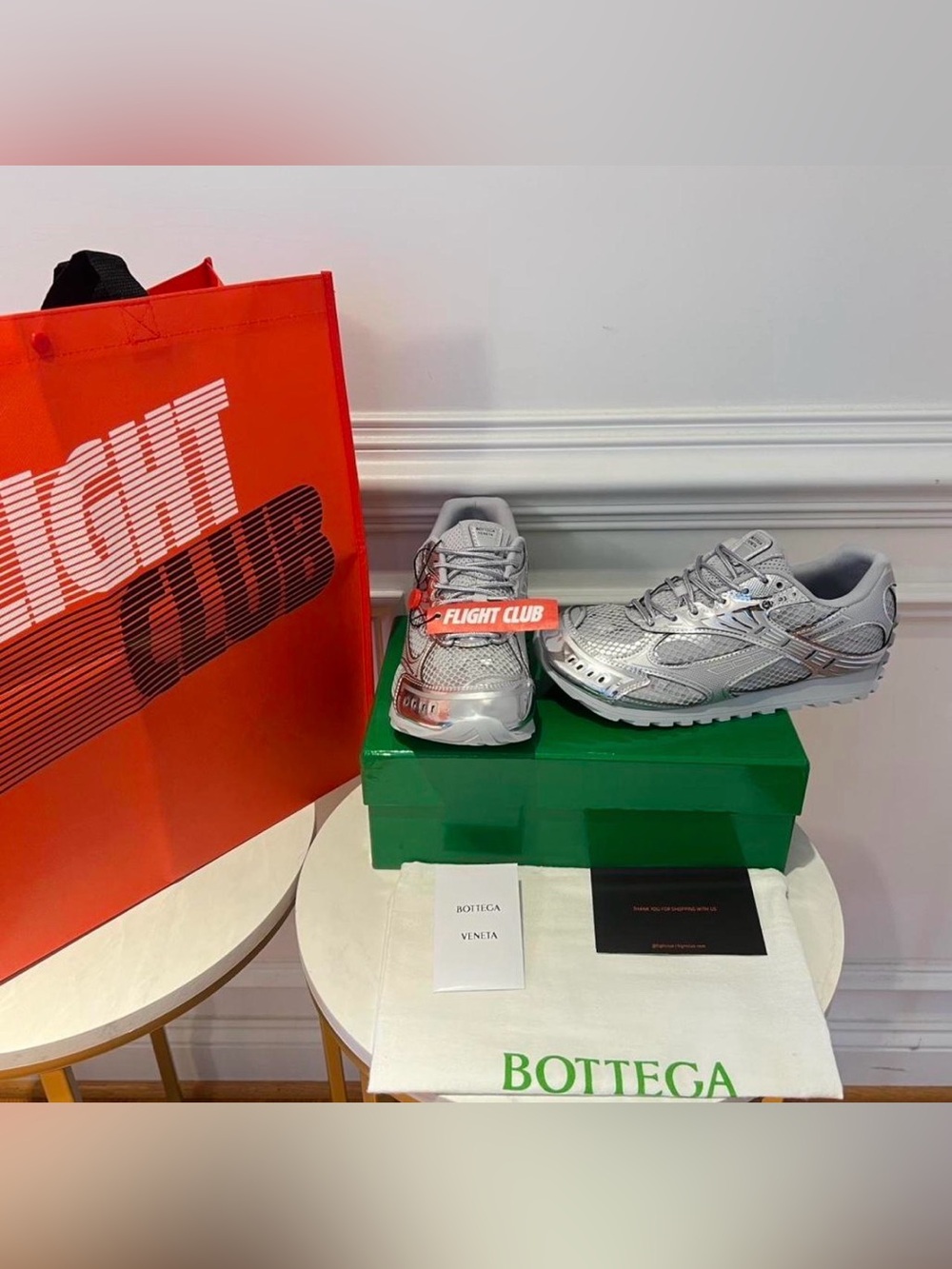 100% Authentic Bottega Veneta Orbit metallic-effect sneakers